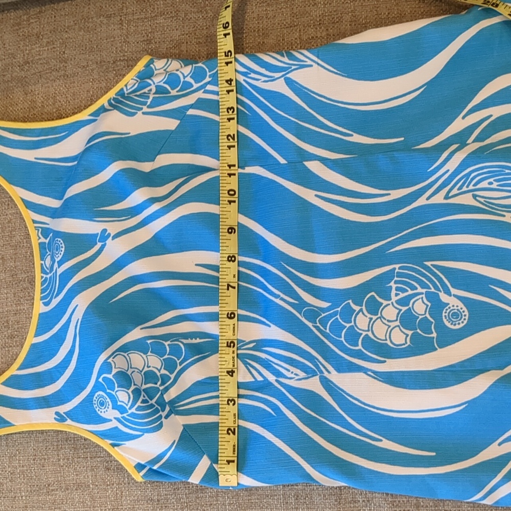 Lilly Pulitzer Delia Shift Resort White, Blue & Yellow Joe Fish Dress size 4 - Picture 10 of 16
